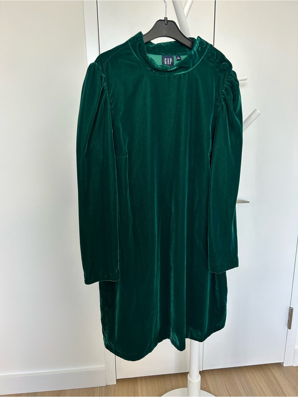 GAP Emerald Green Velvet Long-Sleeve Dress